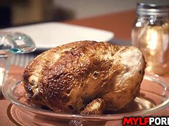 デカパイ, フェラチオ, 巨乳な, 汚れた　, キッチン, 熟年, 淫乱熟女, アウトドア