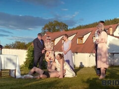 Blonde Bride with Natural Tits Fucked Hard Outdoor on Her Wedding Day - Ella Belle, Falco White, Dave Heard