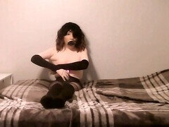 Fetichismo travestista, Mascara, Masturbación, Pantaletas, Transexual, Atada, Tetas, Vibrador