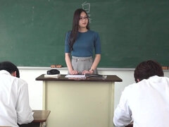 Asiático, Chica, Fetiche, Japonés, Pantaletas, Medias largas, Maestra, Tetas