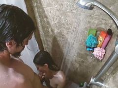 Leie, Bad, Braunhaarige, Studentin, Europäisch, Russisch, Dusche, Dürr