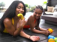 Indigo Vanity and Jenna J Foxx twerk their brown round asses outdoor