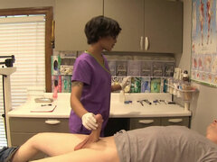 Charming nurse gives that patient a handjob in the office