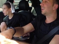 Grote lul, Bruinharig, Auto, Stel, Flashing, Klein, Rijden, Tiener