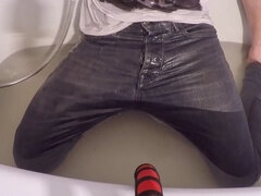 Wetlook, pissing, wet clothes shower