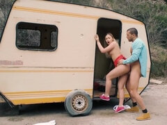 Fucking a petite blonde starlet by his brand new van