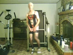 Grosser schwanz, Geschnappt, Crossdresser, Kleid, Selbstgemacht, Lingerie, Solo, Eng
