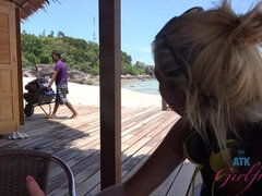 Strand, Badpak, Blond, Latijnse vrouw, Lesbisch, Doordringend, Kut duiken, Douche
