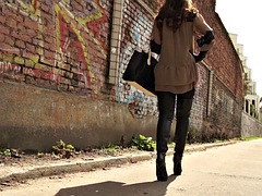 Laarzen, Handschoenen, Openbaar, Alleen, Student