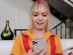 Gorda, Rubia, Corrida, Vestido, Corridas faciales, Pantaletas, Pov, Adolescente