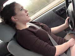 Leie, Auto, Fingern, Masturbation, Orgasmus, Im freien, Rasiert, Solo