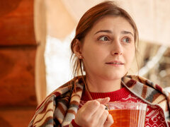 Adorable girl enjoys the cold and masturbates like mad