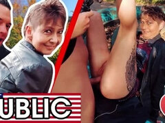 Bruinharig, Duits, Omie, Rijpe lesbienne, Gezichtspunt, Openbaar, Kort haar, Lelijk