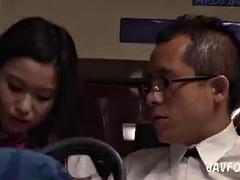 Asiatisch, Bus, Faustfick, Japanische massage, Öffentlich, Reiten