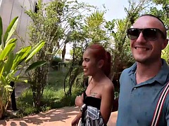 Big ass Thai girlfriend sucks and rides her hung boyfriend after a day off