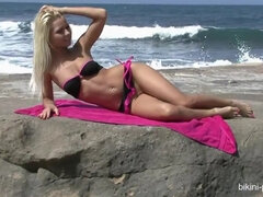 Playa, Belleza, Rubia, Checa, Erótico, Orgasmo, Al aire libre, Solo