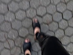 素人, 女装男装, フェティッシュ, ゴム, 磨き, 公共, シーメール, 靴