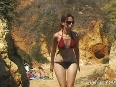 Playa, Británico, Acercamiento, Madres para coger, Natural, Orgasmo, Público, Coño