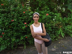 Ariana Aimes shows her tits on the street for money