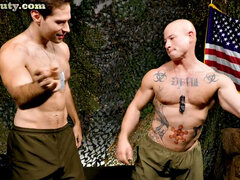 Army top fucks and jizzes bottom on duty after casting