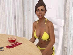 Dreidimensional, Leie, Grosser arsch, Bikini, Blondine, Rotschopf