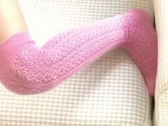 JAV teen Ayu Makihara in studded pink bikini and thigh highs