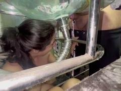 Enthousiasteling, Kont naar mond, Badkamer, Pijpbeurt, Bedriegen, Sperma shot, Scheten, Rijpe lesbienne