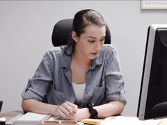 Attrapée, Gorge profonde, Léchez, Argent, Bureau, Chatte, Grande, Épouse