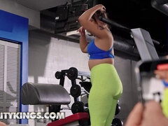 Curvy Tomie Tang seduces Chris at the gym & gets her leggings ripped off