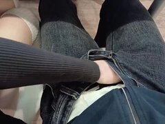 18, 素人, チン, 手コキする, シゴき, 公共, 生徒, ティーン