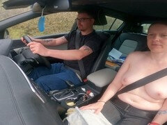 Stepmom teaches stepson driving while showing off her boobs and hinting at a blowjob