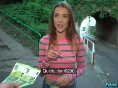 Amateur, Polla, Europeo, Dinero, Tetas naturales, Al aire libre, Público, Afeitado