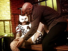 Erotic brunette in cat mask gets pounded in a dark alley
