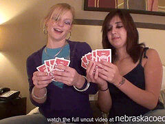 two steaming dolls losing at game of disrobe poker