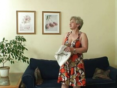 Glabrous old granny rides stranger's big knob