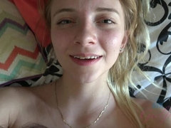 Blond, Vingeren, Handbeurt, Olie, Orgasme, Gezichtspunt, Kut duiken, Mager