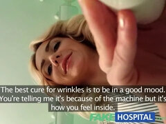 Watch this tight-bodied salesgirl use her tight pussy to close a deal in fake hospital POV