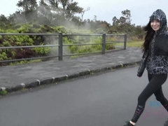 彼女, アウトドア, オマンコ, 剃毛, ガリガリ, おもらし, オッパイの, 濡れ