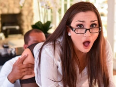 Sweet white secretary Gabriella Paltrova fucks with a hard black penis