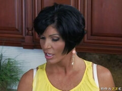 Grosse titten, Schwarz, Blasen, Besamung, Schwanz, Küche, Lecken, Kurzes haar