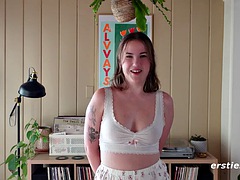 Ersties - Bubbly Summer masturbates with a glass dildo in her favorite room