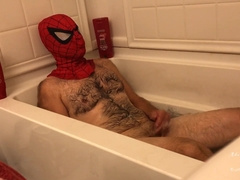 Perspiring Spider-boy Washes N Bath Disregard