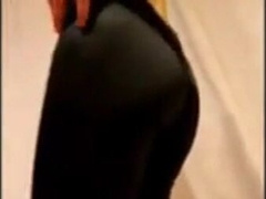 nice sissy in stretch pants with a erection