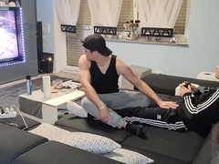 My Boy Surprised Me With A Nice Blowjob While I Was Gaming And I Shot My Cum In His Mouth