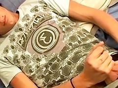 Beautiful young gay jerking off big cock