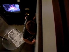 Straight friends visit porn shop together