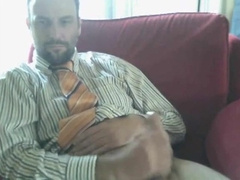 Suit daddy bear jerking off