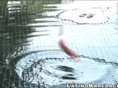 Two Latinos and a white guy fuck in bareback threesome