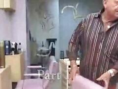 Trio of Mature Men Fuck Young Man in Salon