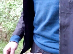 Jerking off in outdoor